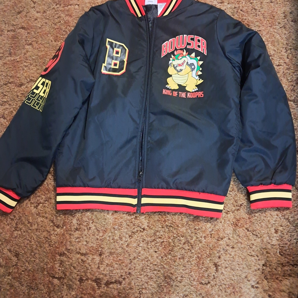 Nintendo Bowser Kids  Boys 14/16 Puffer Jacket - Black and Red